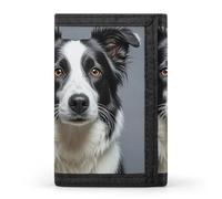 DWTJKMS Portefeuille minimaliste à trois volets Border Collie pour homme - Tendance et moderne - Anti-vol - Peut contenir des cartes et de l'argent liquide