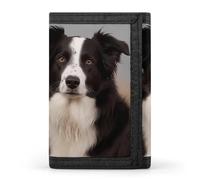 DWTJKMS Portefeuille minimaliste à trois volets Border Collie pour homme - Tendance et moderne - Anti-vol - Peut contenir des cartes et de l'argent liquide