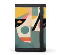 DWTJKMS Portefeuille minimaliste à trois volets pour homme art moderne motif chat art moderne portefeuille antivol peut contenir cartes et espèces