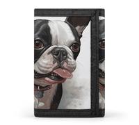 DWTJKMS Portefeuille minimaliste à trois volets pour homme Boston Terrier Portefeuille moderne antivol pour cartes et espèces