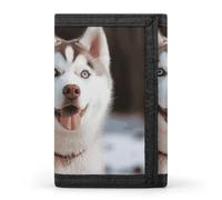 DWTJKMS Portefeuille minimaliste à trois volets pour homme Husky Piquant Dog Portefeuille moderne antivol pour cartes et espèces