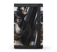 DWTJKMS Portefeuille minimaliste à trois volets pour homme Motif Boston Terrier