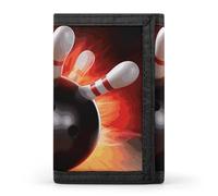 DWTJKMS Portefeuille minimaliste à trois volets pour homme Motif boule de bowling moderne Portefeuille antivol pour cartes et espèces
