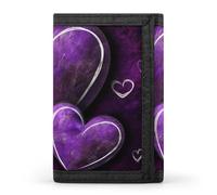 DWTJKMS Portefeuille minimaliste à trois volets pour homme Motif cœurs Violet