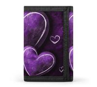 DWTJKMS Portefeuille minimaliste à trois volets pour homme Motif cœurs Violet