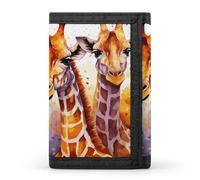 DWTJKMS Portefeuille minimaliste à trois volets pour homme motif girafes aquarelle, portefeuille antivol pour cartes et espèces