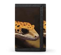DWTJKMS Portefeuille minimaliste à trois volets pour homme Motif léopard Little Gecko