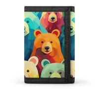 DWTJKMS Portefeuille minimaliste à trois volets pour homme Motif ours colorés