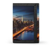 DWTJKMS Portefeuille minimaliste à trois volets pour homme Motif paysage de la ville de New York Portefeuille antivol pour cartes et espèces