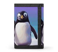 DWTJKMS Portefeuille minimaliste à trois volets pour homme Motif pingouin mignon Portefeuille antivol pour cartes et espèces