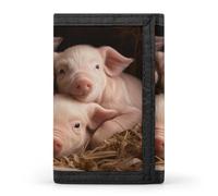 DWTJKMS Portefeuille minimaliste à trois volets pour homme Motif Quatre petits cochons