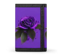 DWTJKMS Portefeuille minimaliste à trois volets pour homme Motif rose Violet