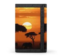 DWTJKMS Portefeuille minimaliste à trois volets pour homme Motif savane africaine Sunset