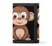 DWTJKMS Portefeuille minimaliste à trois volets pour homme Motif singe Marron