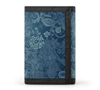 DWTJKMS Portefeuille minimaliste en dentelle florale bleue pour homme - Portefeuille à trois volets tendance moderne - Portefeuille antivol pour cartes et espèces