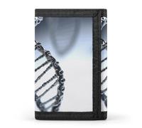 DWTJKMS Portefeuille photo minimaliste à trois volets pour homme avec chaîne DNA - Portefeuille antivol moderne pour cartes et espèces