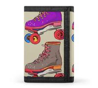 DWTJKMS Portefeuille rétro coloré pour patins à roulettes minimalistes pour homme - Portefeuille à trois volets tendance moderne - Portefeuille antivol pour cartes et espèces