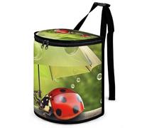 DWTJKMS Poubelle de voiture amusante en forme de coccinelle tenant des parapluies avec couvercle, grande capacité, à suspendre, étanche, étanche, accessoire d'intérieur