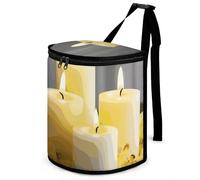 DWTJKMS Poubelle de voiture avec couvercle à suspendre - Motif papillon jaune avec bougies blanches - Grande capacité - Étanche - Étanche - Accessoires d'intérieur indispensables pour les voitures