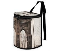 DWTJKMS Poubelle de voiture avec couvercle - Grande capacité - À suspendre - Anti-fuite - Étanche - Accessoire d'intérieur - Photo de Brooklyn Bridge