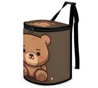 DWTJKMS Poubelle de voiture avec couvercle - Grande capacité à suspendre - Étanche - Étanche - Accessoire d'intérieur - Motif ours mignon - Marron