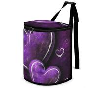 DWTJKMS Poubelle de voiture avec couvercle - Grande capacité à suspendre - Étanche - Étanche - Accessoires d'intérieur - Motif cœurs violets