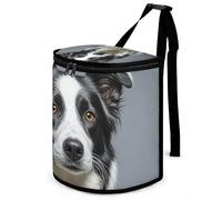 DWTJKMS Poubelle de voiture Border Collie avec couvercle, grande capacité à suspendre, étanche, étanche, accessoire d'intérieur indispensable pour les voitures