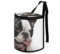 DWTJKMS Poubelle de voiture Boston Terrier avec couvercle, grande capacité à suspendre, étanche, étanche, accessoires d'intérieur