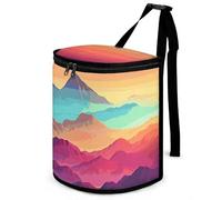 DWTJKMS Poubelle de voiture Color Mountain Gradient avec couvercle, grande capacité, à suspendre, étanche, étanche, accessoire d'intérieur