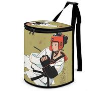 DWTJKMS Poubelle de voiture design Taekwondo avec couvercle - Grande capacité - À suspendre - Étanche - Étanche - Accessoire d'intérieur indispensable pour les voitures