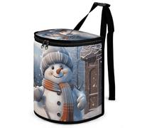 DWTJKMS Poubelle de voiture en forme de bonhomme de neige avec couvercle - Grande capacité - À suspendre - Étanche - Étanche - Accessoires d'intérieur indispensables pour les voitures