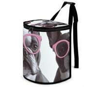 DWTJKMS Poubelle de voiture en forme de bouledogue français avec couvercle - Grande capacité à suspendre - Étanche - Étanche - Accessoires d'intérieur indispensables pour les voitures