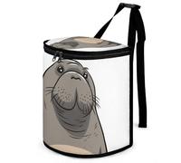 DWTJKMS Poubelle de voiture en forme de morse mignonne avec couvercle, grande capacité, à suspendre, étanche, étanche, accessoire d'intérieur