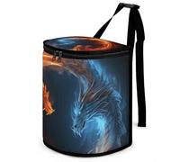 DWTJKMS Poubelle de voiture Fire and Ice Dragons avec couvercle, grande capacité à suspendre, étanche, étanche, accessoire d'intérieur