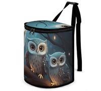 DWTJKMS Poubelle de voiture Hibou sur arbre avec couvercle - Grande capacité - À suspendre - Étanche - Étanche - Accessoires d'intérieur indispensables pour les voitures