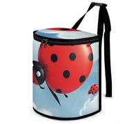 DWTJKMS Poubelle de voiture Ladybug et Cloud avec couvercle - Grande capacité - À suspendre - Étanche - Étanche - Accessoires d'intérieur indispensables pour les voitures