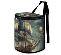 DWTJKMS Poubelle de voiture nautique vintage avec couvercle, grande capacité à suspendre, étanche, étanche, accessoire d'intérieur