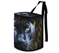 DWTJKMS Poubelle de voiture Panther aux yeux bleus avec couvercle, grande capacité, à suspendre, étanche, étanche, accessoire d'intérieur