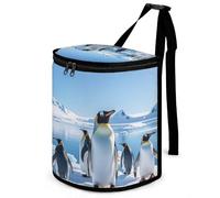 DWTJKMS Poubelle de voiture Penguin Antarctica Ice avec couvercle, grande capacité, à suspendre, étanche, étanche, accessoire d'intérieur