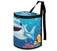 DWTJKMS Poubelle de voiture Smiling Shark avec couvercle - Grande capacité - À suspendre - Étanche - Étanche - Accessoires d'intérieur indispensables pour les voitures