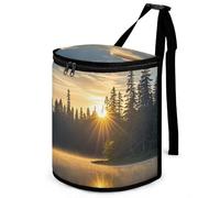 DWTJKMS Poubelle de voiture Sunrise on The Lake avec couvercle, grande capacité, à suspendre, étanche, étanche, accessoires d'intérieur