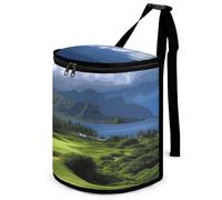 DWTJKMS Poubelle de voiture tropicale pittoresque hawaïenne avec couvercle, grande capacité, à suspendre, étanche, étanche, accessoire d'intérieur