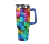 DWTJKMS Rainbow Color Plaid-png Gobelet en acier inoxydable de 1200 ml étanche de grande capacité avec poignée et paille, gobelet isotherme à double paroi sous vide, réutilisable, garde froid ou chaud