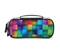 DWTJKMS Rainbow Color Plaid-png Trousse de maquillage en cuir Portable Petit organisateur cosmétique étanche trousses de toilette Pinceaux crayons et accessoires de maquillage de voyage
