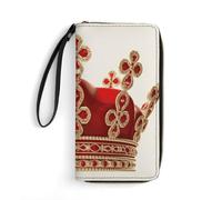 DWTJKMS Red Crown Long portefeuille fin en cuir synthétique pour homme et femme Portefeuille minimaliste avec emplacements pour cartes, blanc, 19,7 x 10,5 cm, blanc, 19.7x10.5cm