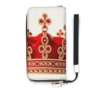 DWTJKMS Red Crown Long portefeuille fin en cuir synthétique pour homme et femme Portefeuille minimaliste avec emplacements pour cartes, blanc, 20 x 10,5 cm, blanc, 20x10.5cm