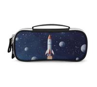 DWTJKMS Rocket in Space Trousse de maquillage portable en cuir étanche pour cosmétiques, pinceaux, crayons et accessoires de maquillage de voyage