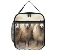 DWTJKMS Sac à déjeuner isotherme à l'aquarelle de moutons, sac isotherme étanche pour homme et femme, avec poignée, boîte à déjeuner isotherme réutilisable pour bureau, travail, pique-nique