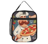DWTJKMS Sac à déjeuner isotherme Chef Pizza - Étanche - Pour homme et femme - Avec poignée - Réutilisable - Pour bureau, travail, pique-nique