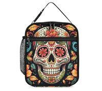 DWTJKMS Sac à déjeuner isotherme coloré en forme de tête de mort, étanche pour homme et femme, avec poignée, boîte à déjeuner isotherme réutilisable pour bureau, travail, pique-nique